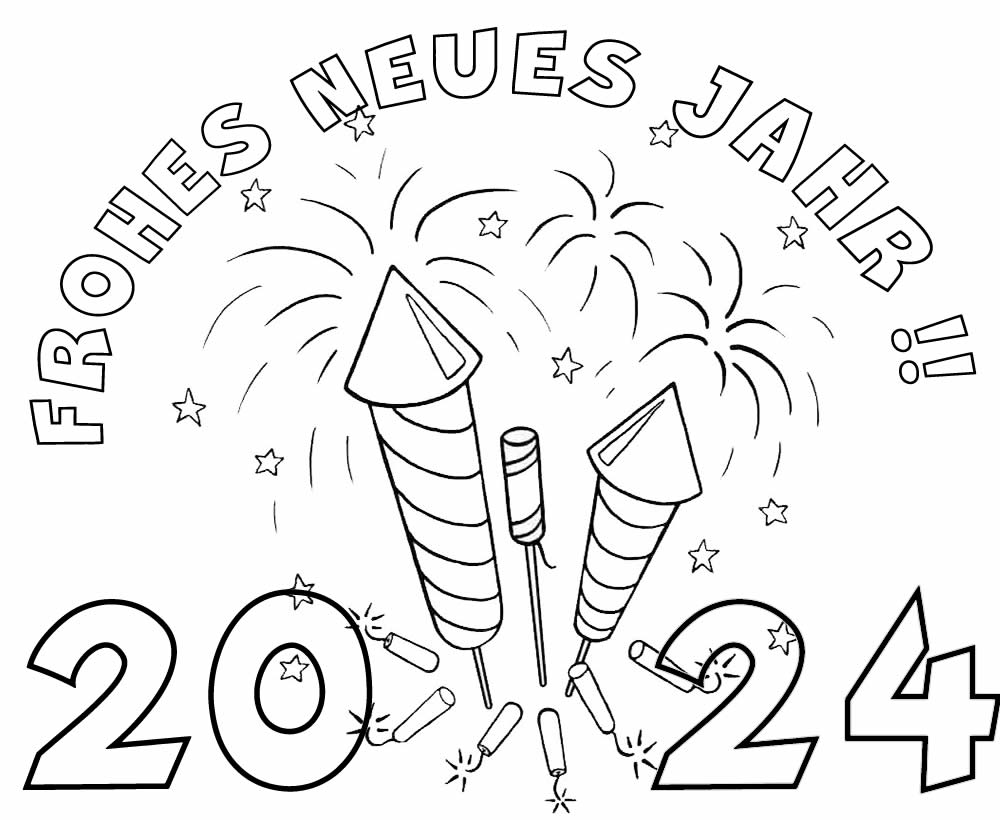 Malvorlage Frohes Neues Jahr 2025