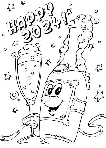 Die Zeichnung feiert das neue Jahr mit Champagner-Toasts