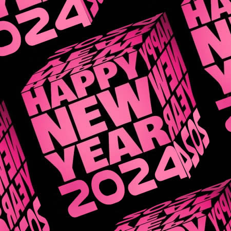 Bild eines Würfels bestehend aus den Worten Frohes Neues Jahr 2025